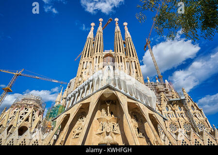 Barcelona, Spain - October 28, 2015: Sagrada Familia in Barcelona, Spain. When finished it will be the highest church in the world Stock Photo
