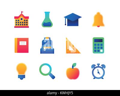 School objects - set of flat design style icons Stock Vector