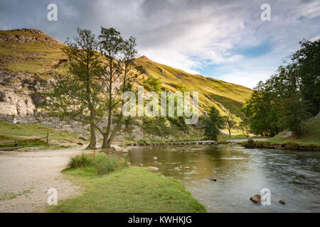 The stepping stones at Dovedale National Nature Reserve in the Peak District, Derbyshire Stock Photo