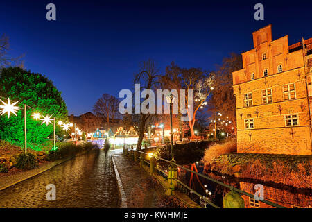 Christmas fair in the castle in mountain village, Hamburg, Germany, Europe, Weihnachtsmarkt am Schloss in Bergedorf, Deutschland, Europa Stock Photo