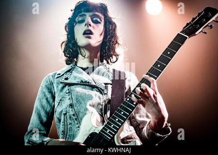 The Danish rock band Velvet Volume performs a live concert at Pumpehuset in Copenhagen. The band consists of the three Lahcmi-sisters Noa (pictured), Naomi and Nataja. Denmark, 25/03 2016. Stock Photo