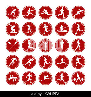 set icons real athletes men and women from different sports Stock Photo