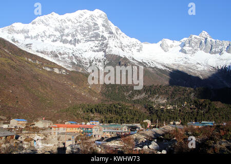 Morning in village Samagoon in Nepal Stock Photo