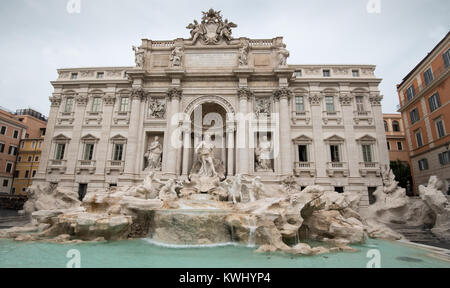 Rome, Italy - October 1 2017:  The famous Di Trevi Fountain, or Fontana di Trevi, the largest and most famous Baroque fountain in Europe, in Rome Ital Stock Photo