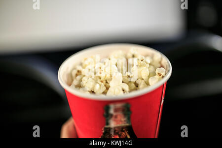 Pop corn ready to eat in the cinema Stock Photo