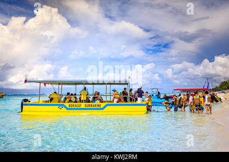 BORACAY ISLAND, PHILIPPINES - November 18, 2017 : People on the boat going to a submarine tour in Boracay beach Stock Photo