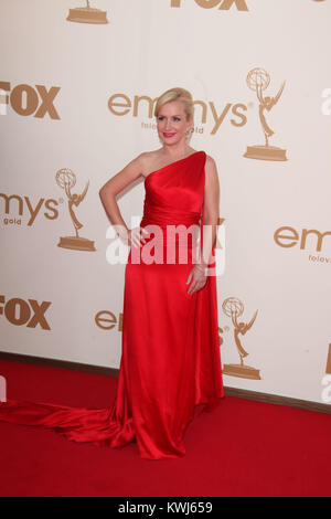 LOS ANGELES, CA - SEPTEMBER 18: Angela Kinsey attends the 63rd Primetime Emmy Awards on September 18, 2011 in Los Angeles, United States.   People:  Angela Kinsey Stock Photo