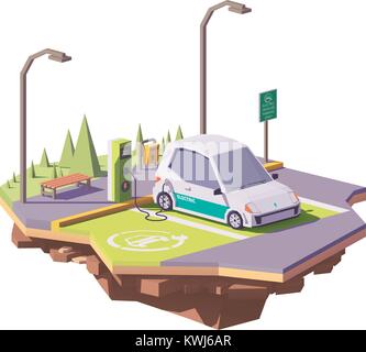 Vector low poly electric car Stock Vector