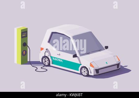 Vector low poly electric car Stock Vector
