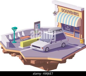 Vector low poly car on the viewpoint Stock Vector