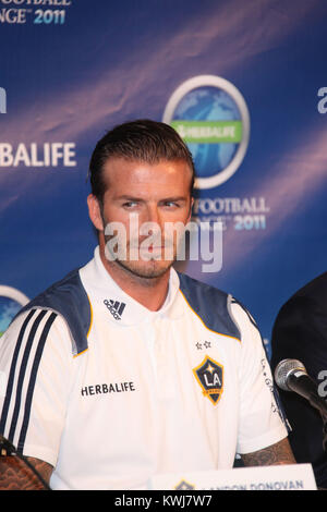 LOS ANGELES, CA - JULY 12: David Beckham  attends Herbalife world football challenge press conference at Creative Artists Agency on July 12, 2011 in Los Angeles, California.   People:  David Beckham Stock Photo