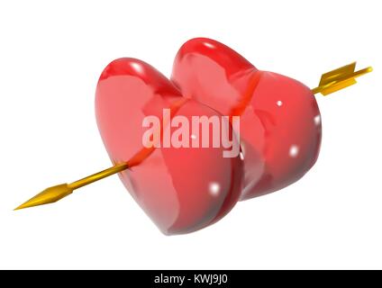valentines day. two hearts with arrow isolated on white Stock Vector
