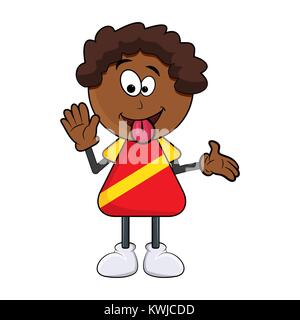 african black boy cartoon showing tongue isolated on white background Stock Vector