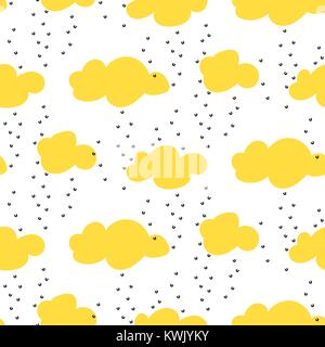 Light yellow snowy clouds seamless vector pattern. Stock Vector