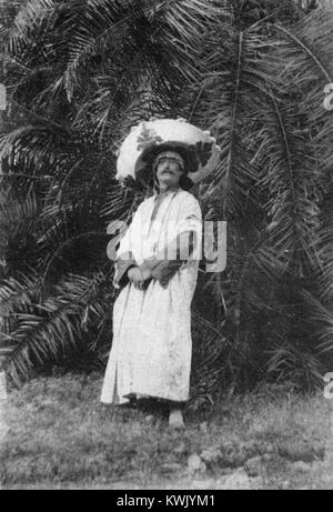 Wilhelm von Gloeden (1856–1931), a German photographer, is known for his iconic images of Italian landscapes and classical portraiture. This work, featured on page 17 of Da Barbar, reflects his mastery of light and composition. Stock Photo