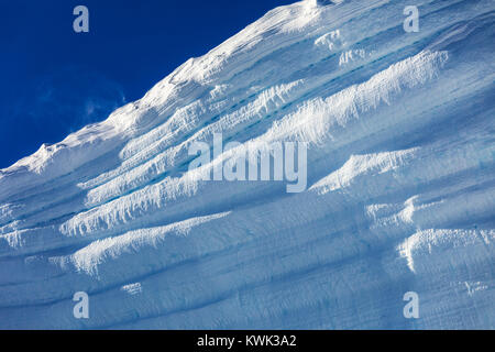 Close-up of layered snow & ice covered Antarctica landscape Stock Photo