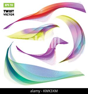 Abstract colorful wave twist spiral Set on white Background. Vector Illustration Stock Vector