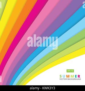Summer colorful striped curve line pattern vector background Stock Vector