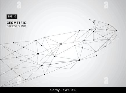 Black and White geometric graphic background. Perspective backdrop. Digital data visualization. Scientific cybernetic vector illustration Stock Vector