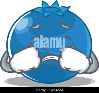 Crying blueberry character cartoon style Stock Vector