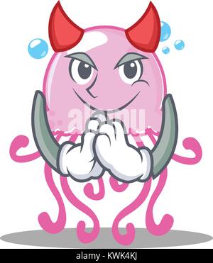Devil cute jellyfish character cartoon Stock Vector