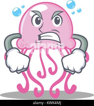 Angry cute jellyfish character cartoon Stock Vector