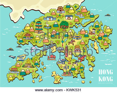 lovely hand drawn Hong Kong travel elements collection Stock Vector Art ...