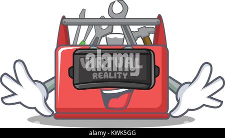 With virtual reality tool box character cartoon Stock Vector