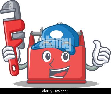 Plumber tool box character cartoon Stock Vector