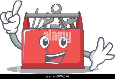 Finger tool box character cartoon Stock Vector