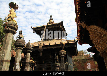 Roofs of hindu temple in Bhaktapur, Nepal Stock Photo