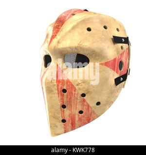 Scary hockey Halloween mask on white. 3D illustration Stock Photo