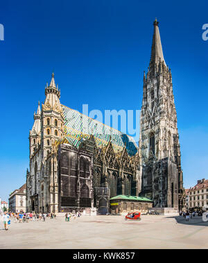 Beautiful view of famous St. Stephen's Cathedral (Wiener Stephansdom) at Stephansplatz in Vienna, Austria Stock Photo