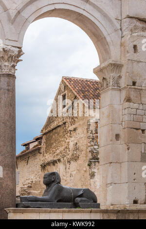 Sphinx, Peristyle, Diocletian's Palace, Split, Croatia Stock Photo