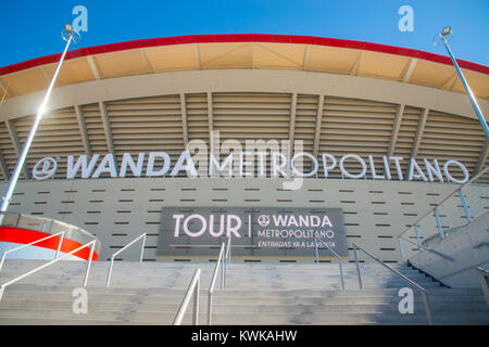 Facade of Wanda Metropolitano stadium. Madrid, Spain. Stock Photo