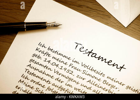 Testament and fountain pen, Testament und F?ller Stock Photo