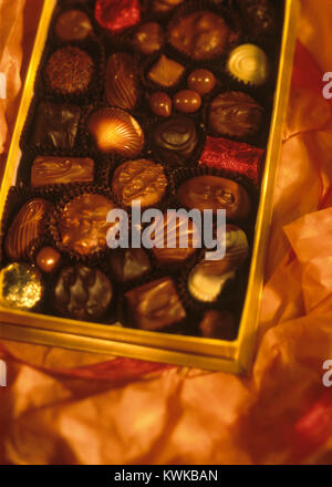 Gift box of assorted chocolates with short focus Stock Photo