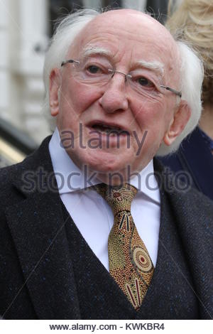 President Michael D Higgins speaking in Liberty Hall Dublin in front of ...