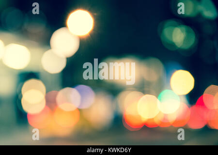 Abstract Defocused night city light blur from cars and buildings Stock Photo
