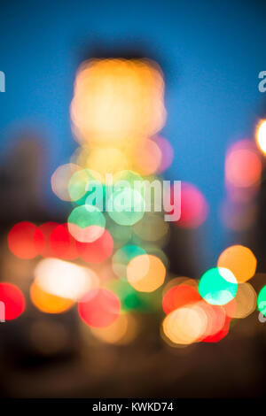 Abstract Defocused night city light blur from cars and buildings Stock Photo
