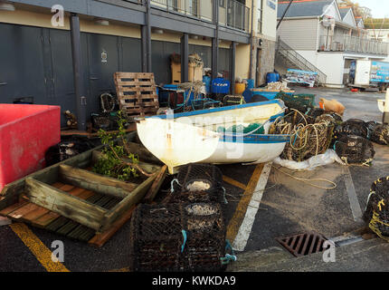 Eleanor Storm Newquay Harbour damage Stock Photo