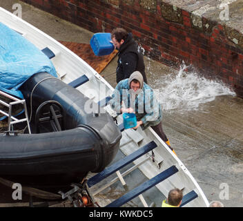 Eleanor Storm Newquay Harbour damage Stock Photo