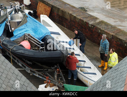 Eleanor Storm Newquay Harbour damage Stock Photo