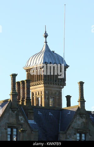 The ornate chimneys of Brownlow House, an Elizabethan style mansion in ...
