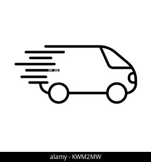 Fast shipping icon, delivery truck simbol flat Stock Vector