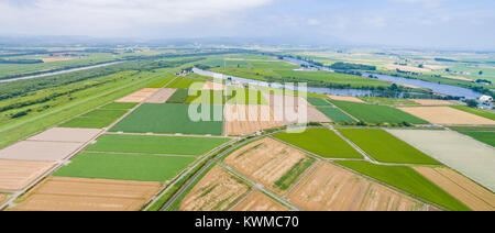 Ishikari Plain and Ishikari River, Bibai City, Hokkaido, Japan Stock Photo