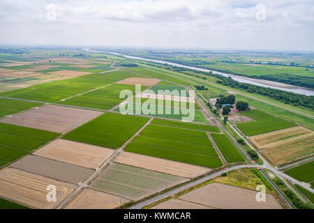 Ishikari Plain and Ishikari River, Bibai City, Hokkaido, Japan Stock Photo