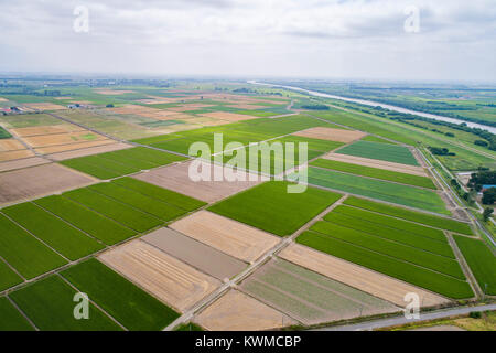 Ishikari Plain and Ishikari River, Bibai City, Hokkaido, Japan Stock Photo