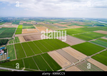 Ishikari Plain and Ishikari River, Bibai City, Hokkaido, Japan Stock Photo