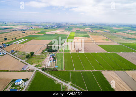 Ishikari Plain and Ishikari River, Bibai City, Hokkaido, Japan Stock Photo